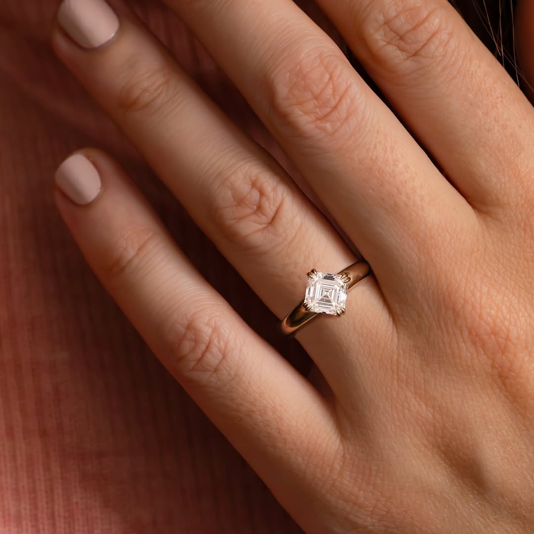 1.00-3.00 CT Asscher  Lab Grown Diamond Solitaire Style Engagement Ring