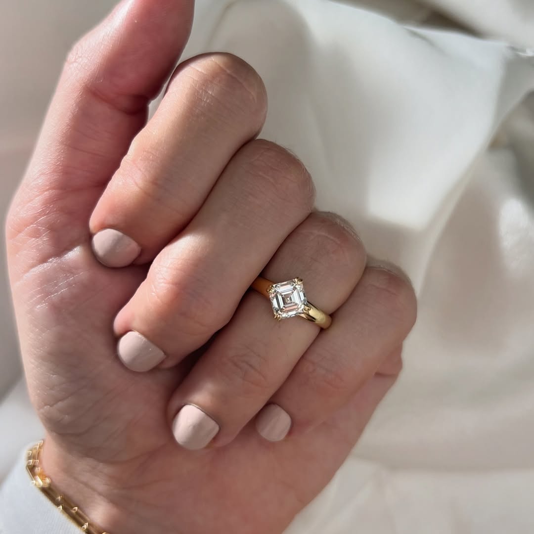 1.00-3.00 CT Asscher  Lab Grown Diamond Solitaire Style Engagement Ring