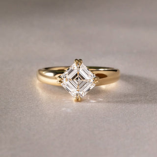1.60-3.50 CT Asscher CVD Diamond Solitaire Style Engagement Ring
