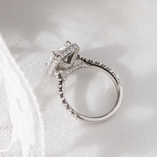 2.23 - 4.23 CT Radiant CVD Diamond Pave & Halo Style Engagement Ring