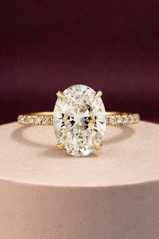 1.0 - 3.0 CT Oval Lab Grown Diamond Pave Style Engagement Ring