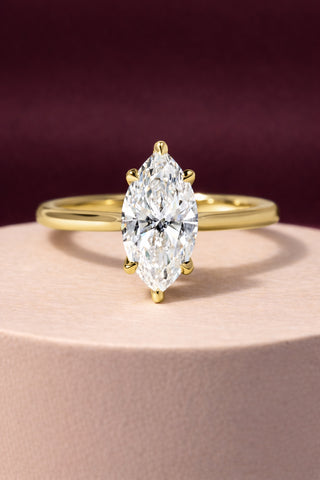 1.0- 3.50 CT Marquise Lab Grown Diamond Hidden Halo Style Engagement Ring