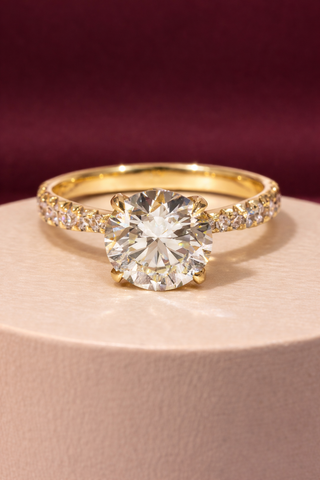 2.37 - 4.37 CT Round  Lab Grown Diamond Pave Style Engagement Ring