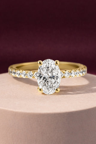 1.2 - 3.2 CT Oval Lab Grown Diamond Pave Style Engagement Ring