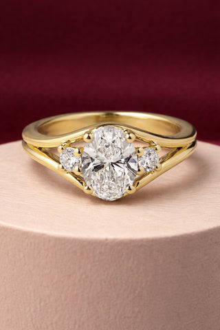 1.0-3.0CT Oval Lab Grown Diamond Three Stone Style Engagement Ring