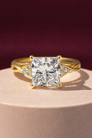 1.00 - 4.70 CT Princess  Lab Grown Diamond Vintage Style Engagement Ring