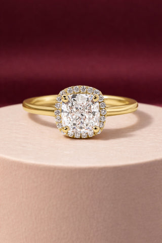 1.0 - 4.0 CT Cushion  Lab Grown Diamond  Halo Style Engagement Ring