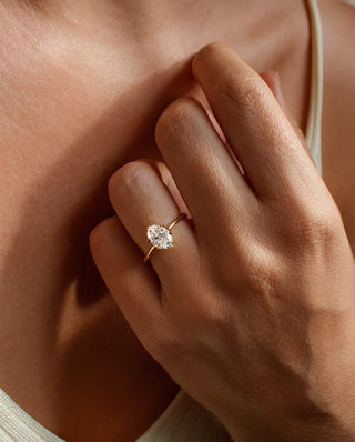 1.10-3.0 CT Oval CVD Diamond Solitaire Style Engagement Ring