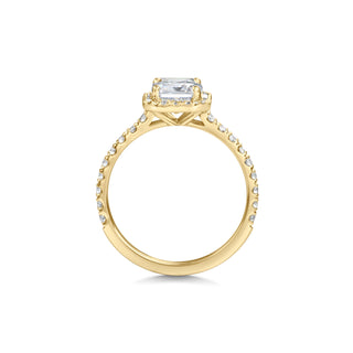 2 ct Emerald F- VS1 Diamond Halo & Pave Moissanite Engagement Ring