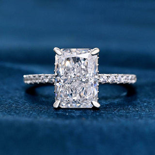 1.33 CT-3.33 CT Radiant Pave Setting F/VS1 Lab Grown Diamond Engagement Ring - violetjewels