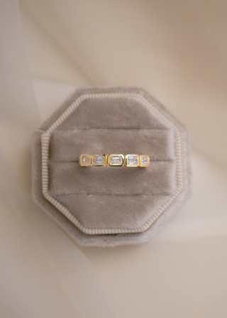 1.70 TCW Emerald Diamond Bezel Setting Wedding Band