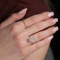 Oval cut CVD lab grown diamond engagement ring with pave setting in 14K gold, offering refined sparkle and graceful design.