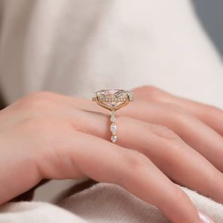 3.0-5.0 CT Oval CVD Diamond Pave Setting Engagement Ring