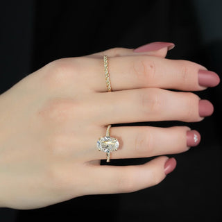 1.5-3.5 CT Oval CVD Diamond Twisted Pave Setting Engagement Ring