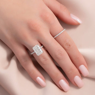 3.0-5.0 CT Radiant Lab Grown Diamond Pave Engagement Ring