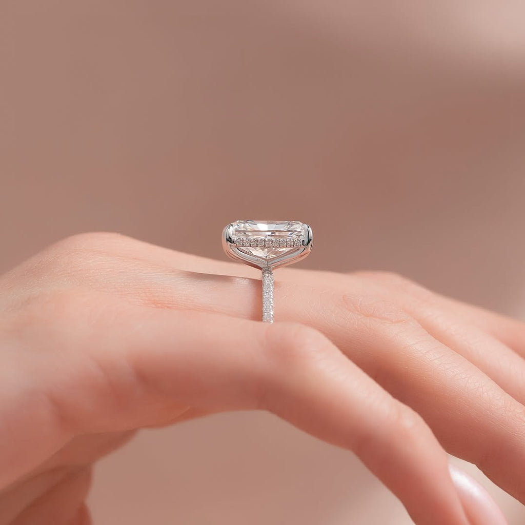 3.0-5.0 CT Radiant Lab Grown Diamond Pave Engagement Ring