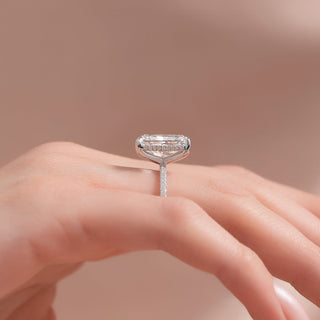 3.0-5.0 CT Radiant Lab Grown Diamond Pave Engagement Ring