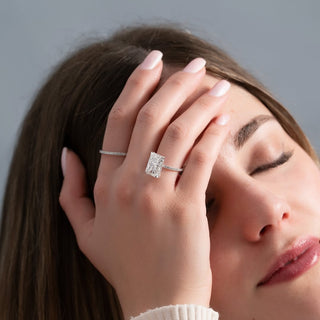 3.0-5.0 CT Radiant Lab Grown Diamond Pave Engagement Ring