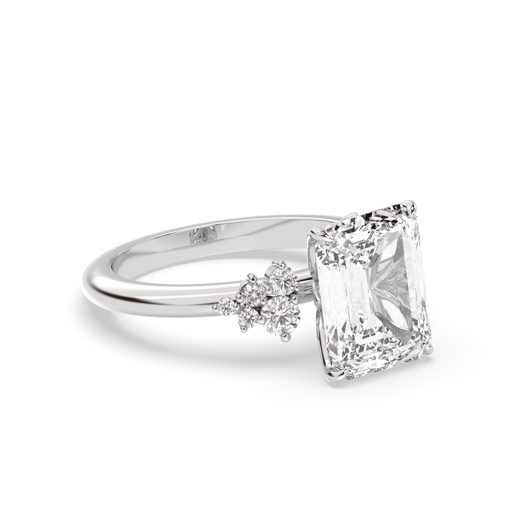 1.0-3.0 CT Emerald Lab Grown Diamond Cluster Engagement Ring