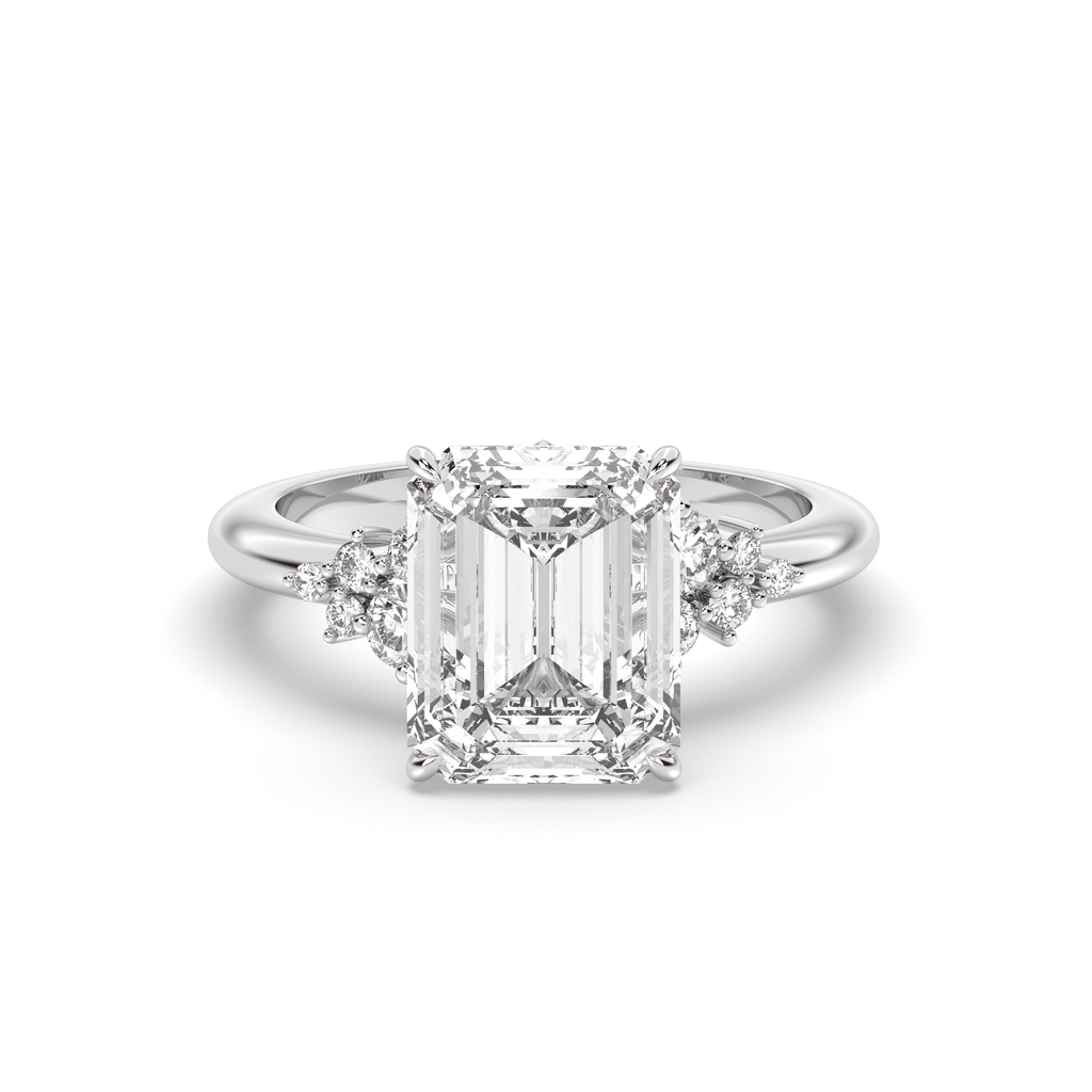 1.0-3.0 CT Emerald Lab Grown Diamond Cluster Engagement Ring