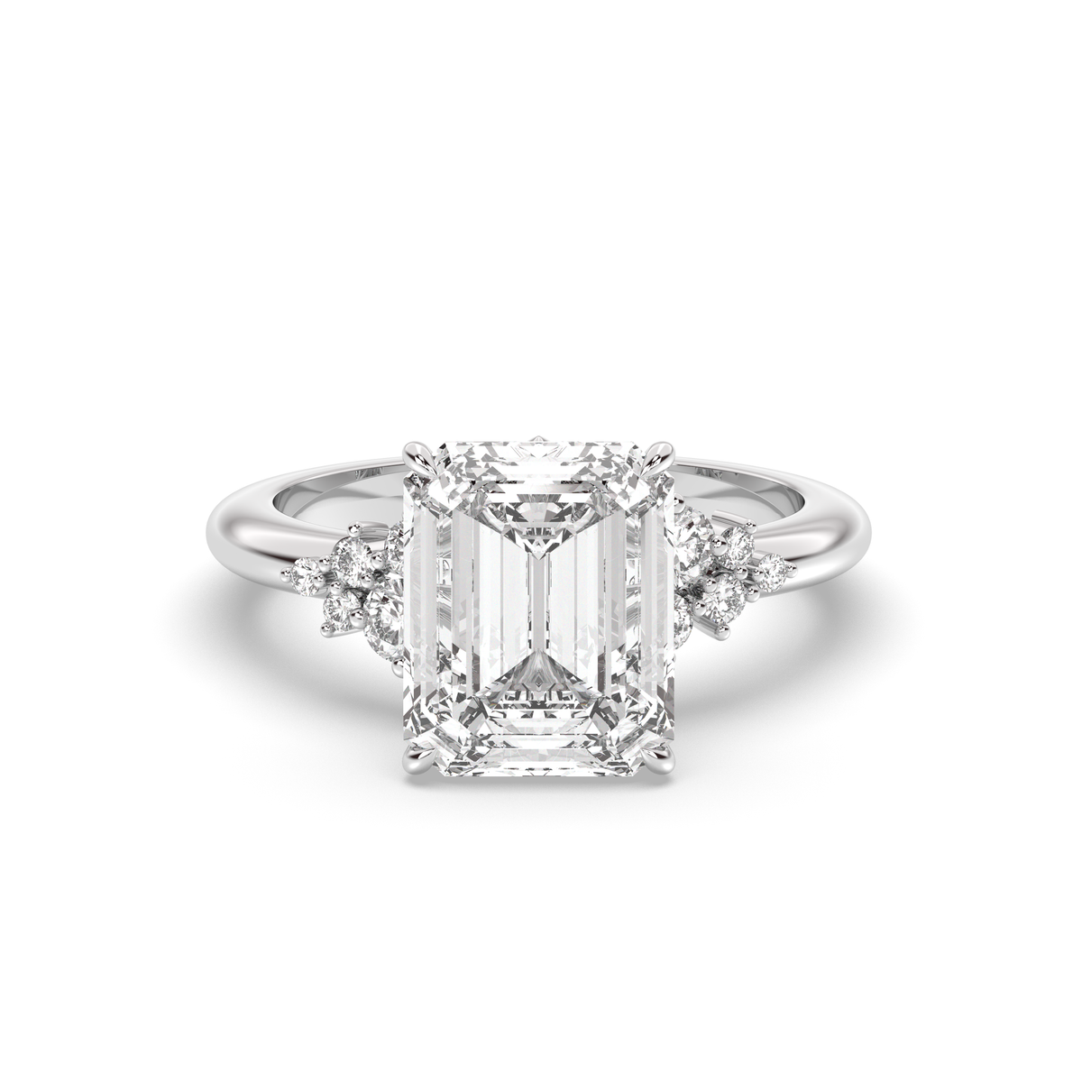 1.0-3.0 CT Emerald Lab Grown Diamond Cluster Engagement Ring