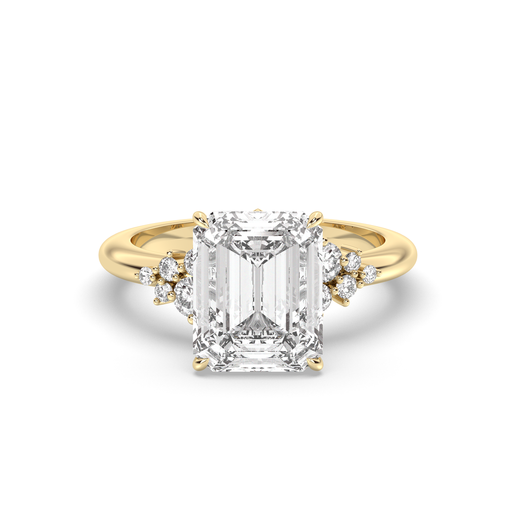1.0-3.0 CT Emerald Lab Grown Diamond Cluster Engagement Ring