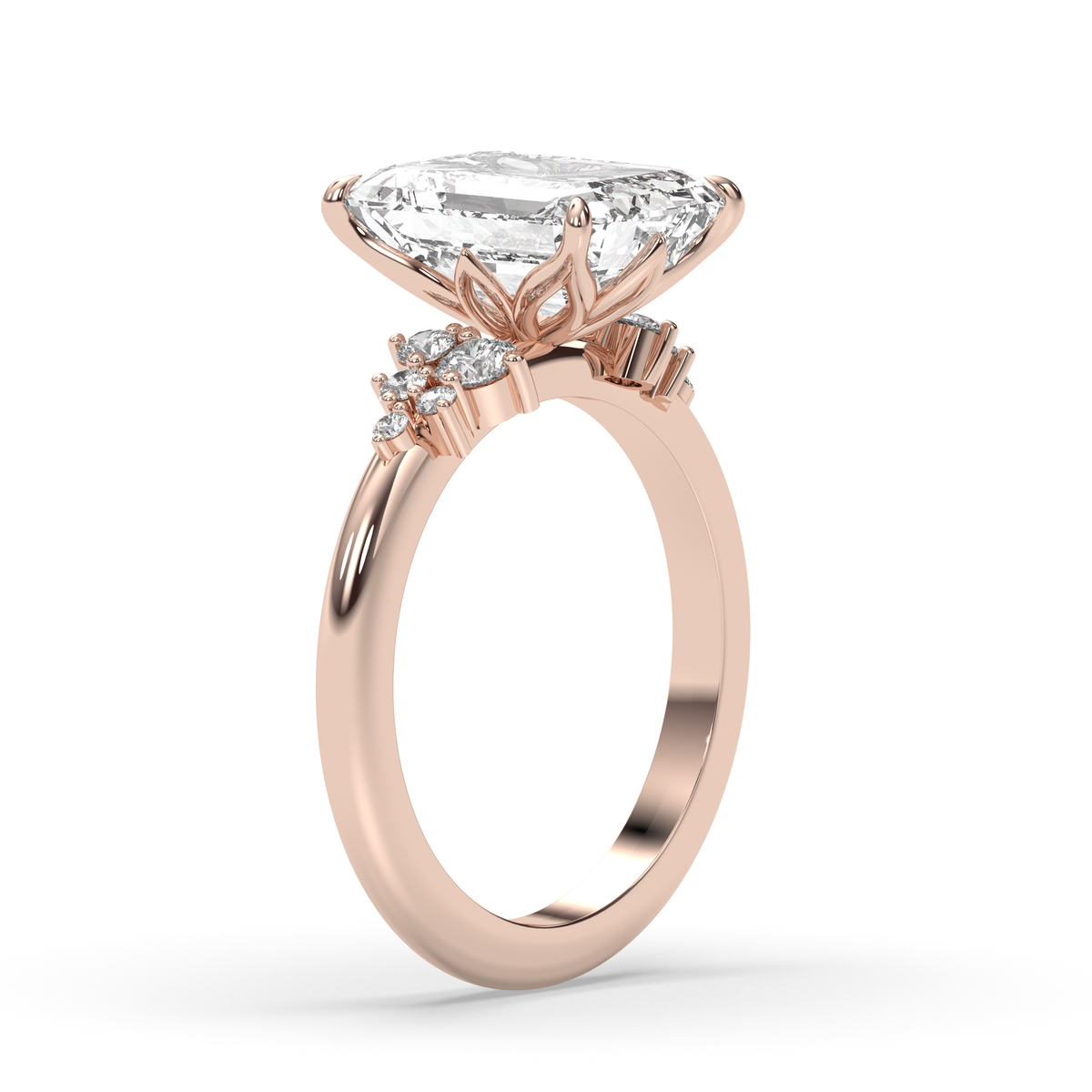 1.0-3.0 CT Emerald Lab Grown Diamond Cluster Engagement Ring