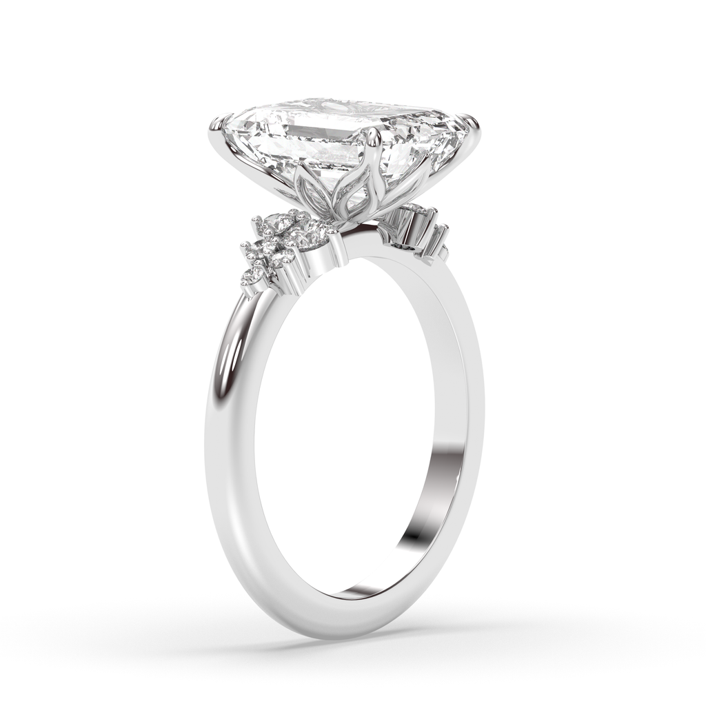 1.0-3.0 CT Emerald Lab Grown Diamond Cluster Engagement Ring