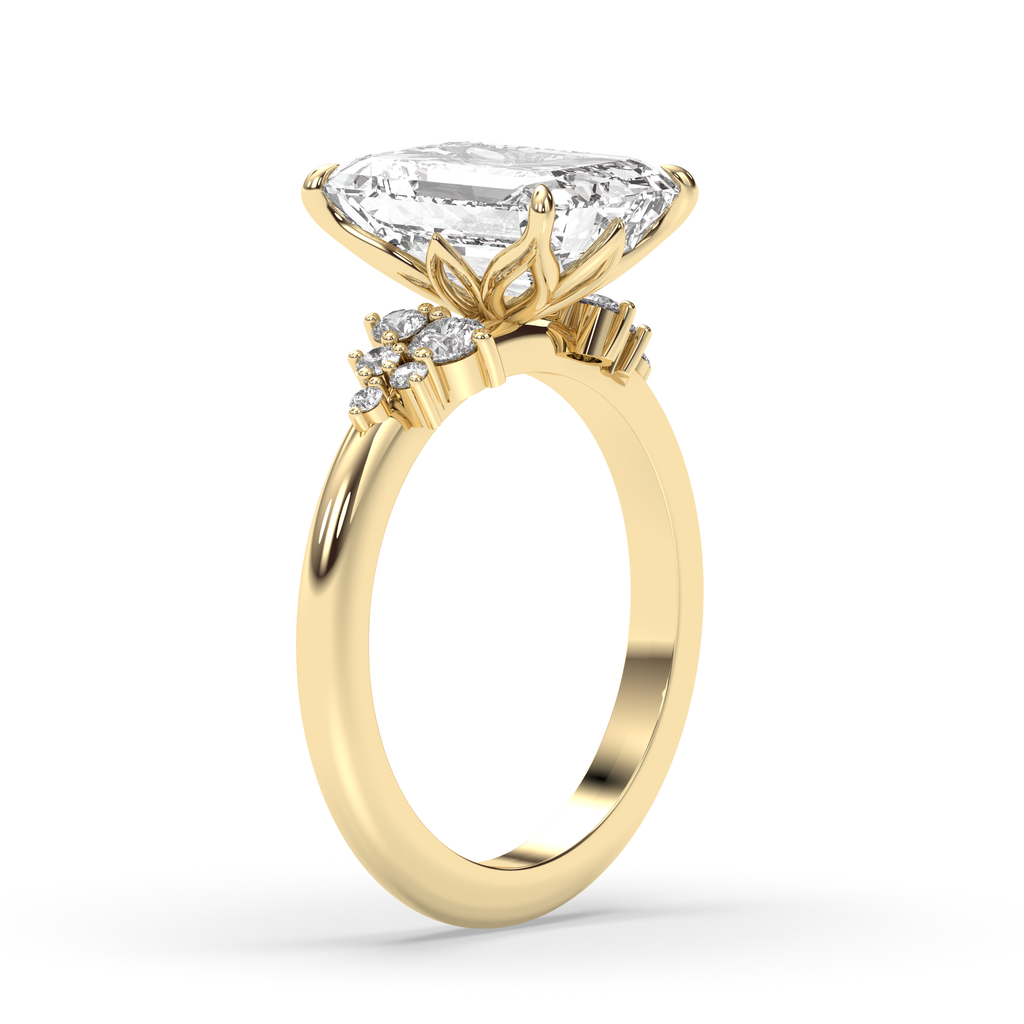 1.0-3.0 CT Emerald Lab Grown Diamond Cluster Engagement Ring