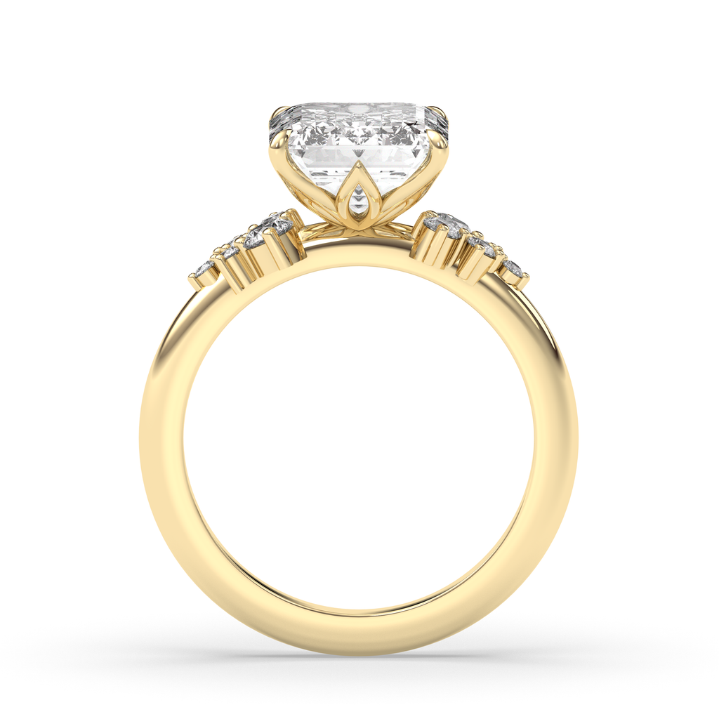 1.0-3.0 CT Emerald Lab Grown Diamond Cluster Engagement Ring