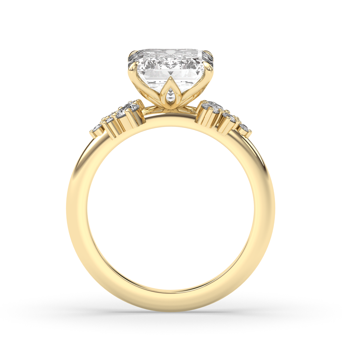 1.0-3.0 CT Emerald Lab Grown Diamond Cluster Engagement Ring