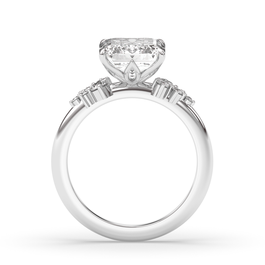 1.0-3.0 CT Emerald Lab Grown Diamond Cluster Engagement Ring