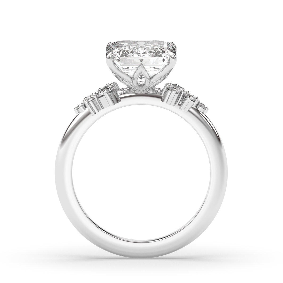 1.0-3.0 CT Emerald Lab Grown Diamond Cluster Engagement Ring