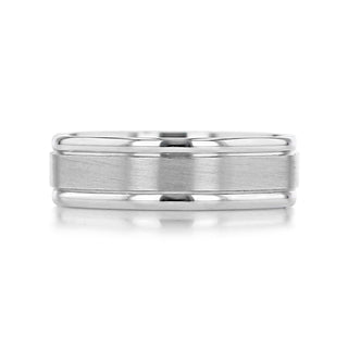 Satin-Finish White Gold Classic Men's Band - violetjewels