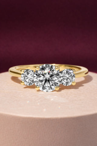 1.20 - 3.20 CT Round  Lab Grown Diamond Three Stone Style Engagement Ring