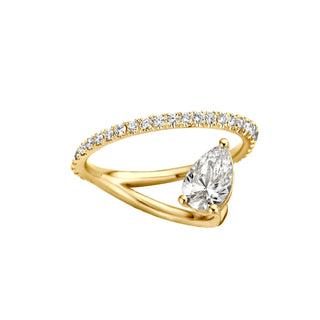 1.20-3.50 CT Pear Shaped Lab Grown Diamond Unique Engagement Ring