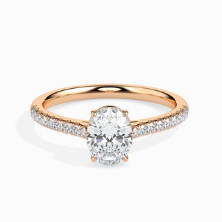 1ct Oval F- VS Diamond Pave Engagement Ring