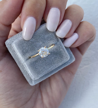 1.15ct Round G- VS1 Diamond Hidden Halo Engagement Ring - violetjewels