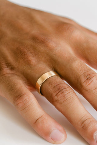 Flat Brushed Wedding Band For Men