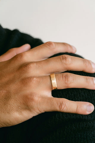 Flat Brushed Wedding Band For Men