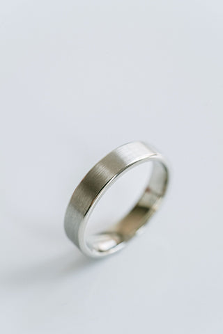 Flat Brushed Wedding Band For Men