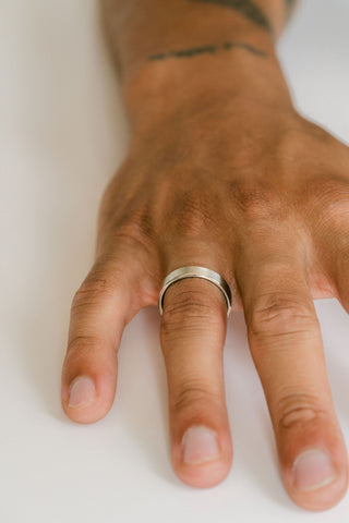 Flat Brushed Wedding Band For Men