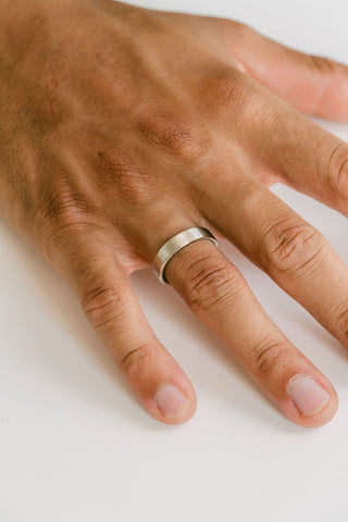 Flat Brushed Wedding Band For Men