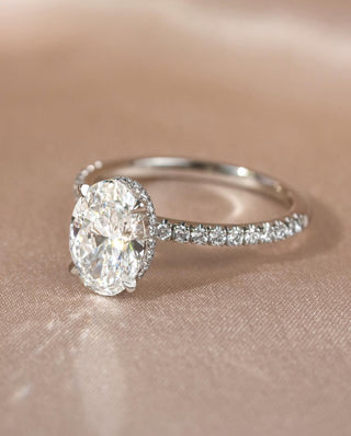 1.3 - 3.3 CT Oval CVD Diamond Pave Style Engagement Ring