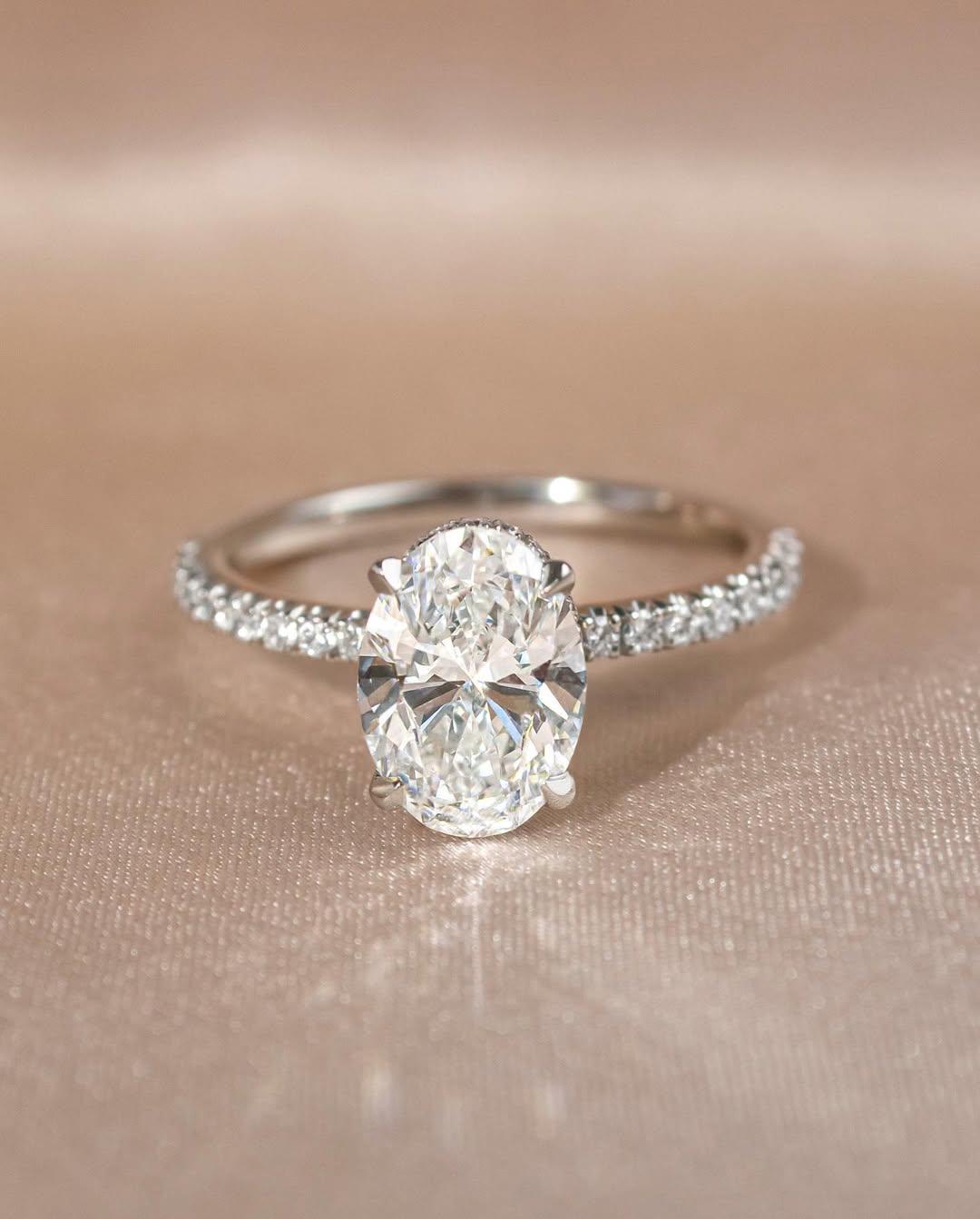 1.3 - 3.3 CT Oval  Lab Grown Diamond Pave Style Engagement Ring