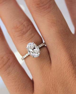 1.3 - 3.3 CT Oval CVD Diamond Pave Style Engagement Ring