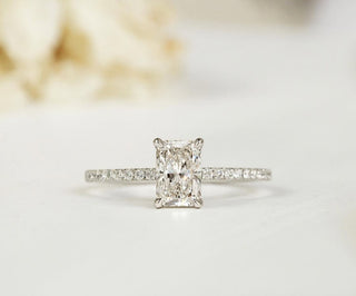 1.5 CT Radiant F/VS2 CVD Diamond Pave Style Engagement Ring