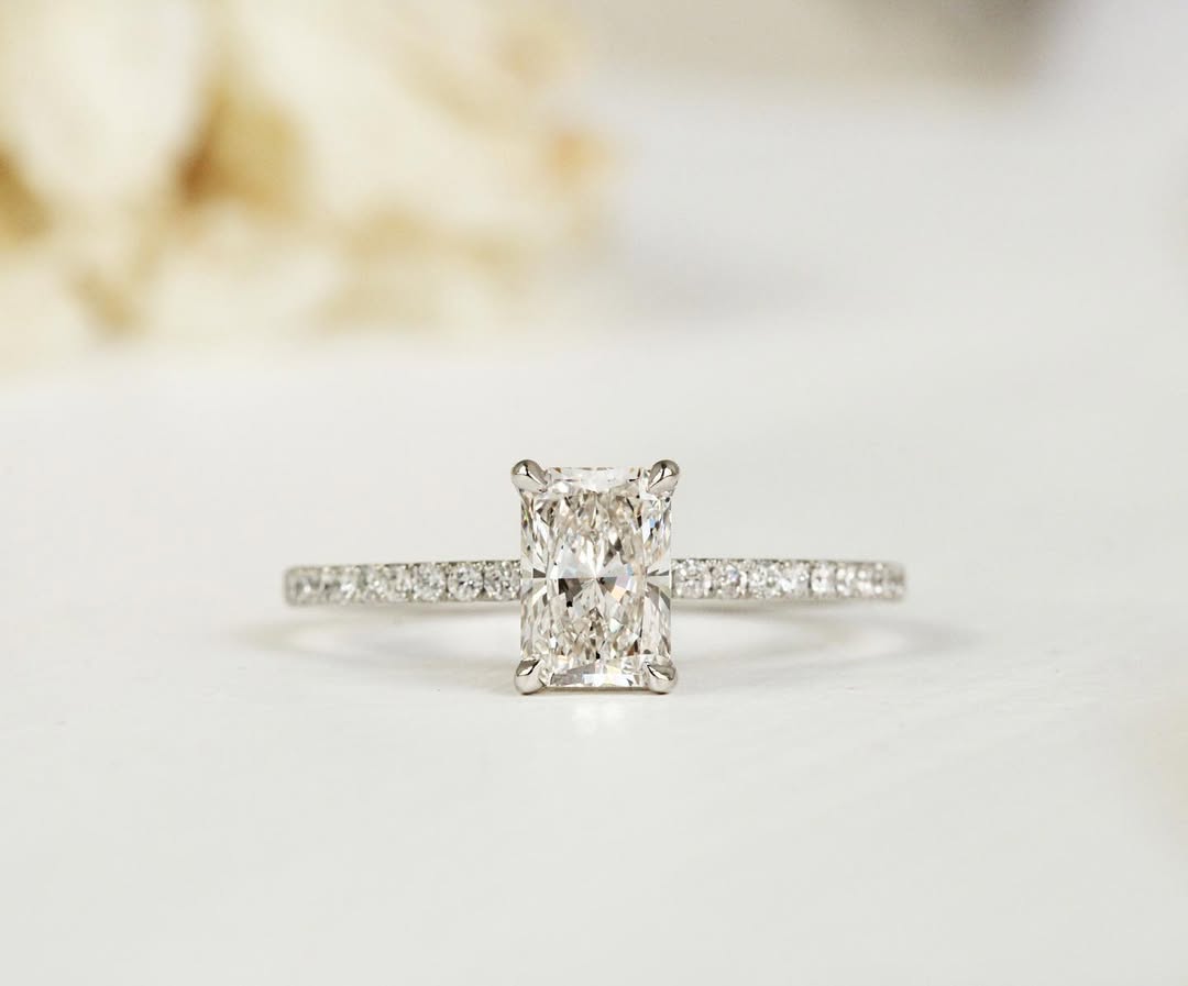 1.00 - 3.50 CT Radiant  Lab Grown Diamond Pave Style Engagement Ring