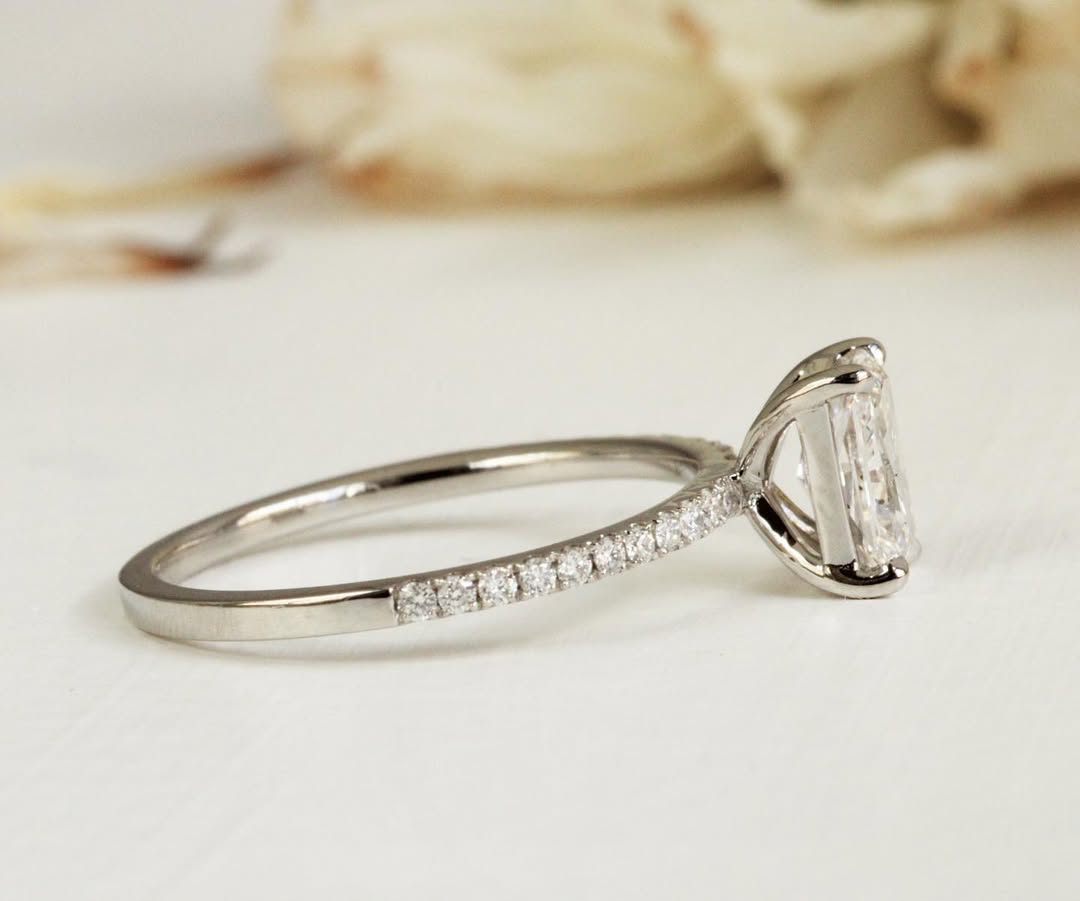 1.00 - 3.50 CT Radiant  Lab Grown Diamond Pave Style Engagement Ring