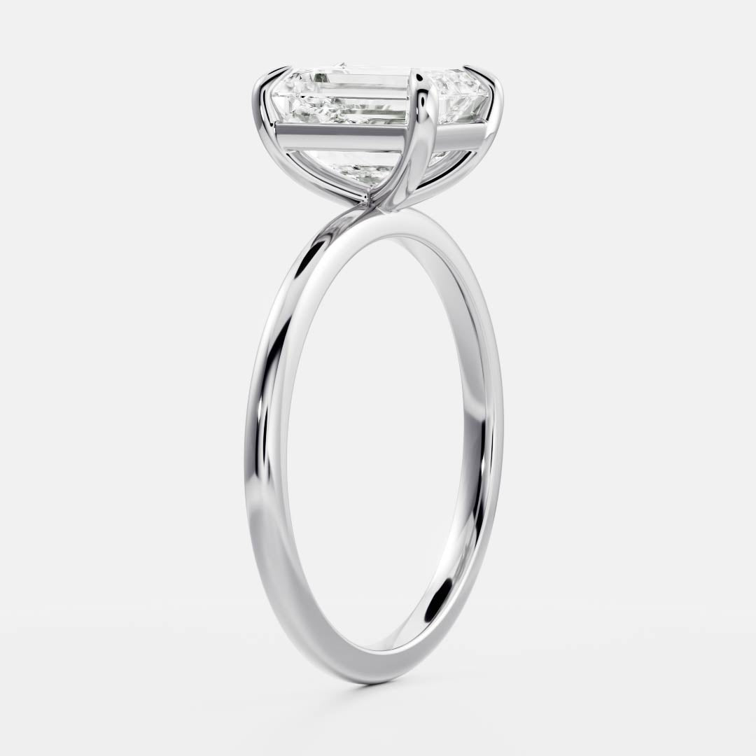 2.50 - 3.50 CT Emerald Cut Solitaire Style Moissanite Engagement Ring